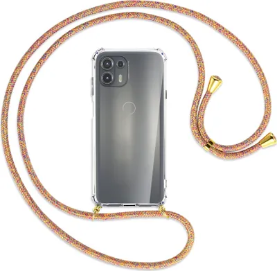 Produktbild von Handykette Backcover-Schutzhülle mit Band (Metall goldfarben) für Motorola Edge 20 Lite (XT2153-1) - Rainbow