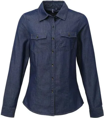 Imagen del producto de Premier - Camisa estilo vaquero con costuras para mujer, modelo LT3292 (XXL), color azul vaquero