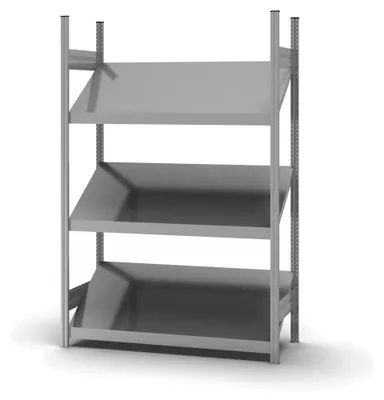 Produktbild von PROREGAL Schrägbodenregal MAGNUS  Germany | HxBxT 200x130x40cm | 3 Ebenen | Fachlast 100kg | Verzinkt