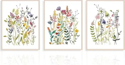 Immagine prodotto di Set di stampe su tela di fiori selvatici, arte floreale colorata da parete 30x40 cm senza cornice