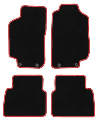 Zdjęcie produktu dla Dywaniki samochodowe welurowe CARLUX-RED do: Saab 9-5 I Y3SE (1997-2005, sedan, kombi) czarne z czerwonym obszyciem, z mocowaniami