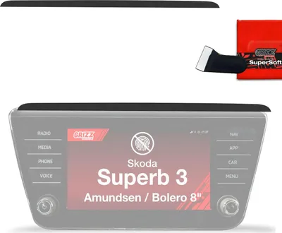 Obrázok produktu pre Ochranné fólie Grizz Protector na palubnú dosku – Škoda Superb 3 8" Amundsen/Bolero (2015–2024) čierna matná s úpravou proti odtlačkom prstov