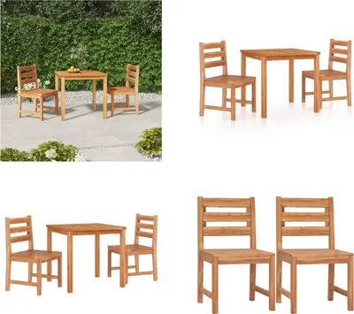 Produktbild von vidaXL 3 tlg. Garten Essgruppe Massivholz Teak - Garten-Essgruppe - Garten-Essgruppen - Gartenmöbel - Terrassenmöbel