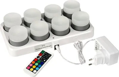Produktbild von Duni 8er LED Mini Lamp -Set 186495 Multicolor inkl. Fernbedienung und 8er Ladestation (Produktionsdatum 2025)