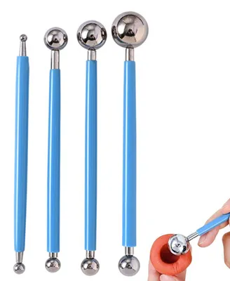 Produktbild von DIY-Kuchenwerkzeug, 4-teiliges Set aus Metallkugeln, Fondant-Backwerkzeugen aus Edelstahl mit 8 Spitzen für Zuckerblumen