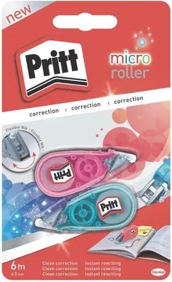 Produktbild von Korrekturroller Micro Roller 6m x 5mm pink und blau VE=5x2 Stück