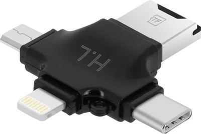 Immagine prodotto di lettore di schede Micro-SD 4-in-1 USB-C / Lightning / Micro-USB / USB - Nero