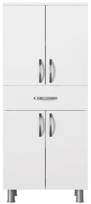 Image de Armoire de salle de bain Colonne blanche L 59,4 cm, 4 portes et 1 tiroir, style moderne