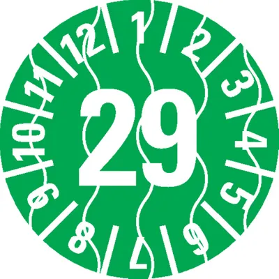 Produktbild von Dreifke® Prüfplakette 29, grün, Sicherheitsfolie, selbstklebend, Ø 15mm, 60/B...