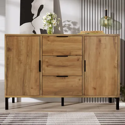 Produktbild von Sideboard, 120/40/76 cm, Wohnzimmerschrank mit Türen und Schubladen, Standschrank, Beistellschrank, Mehrzweckschrank, Küchenschrank