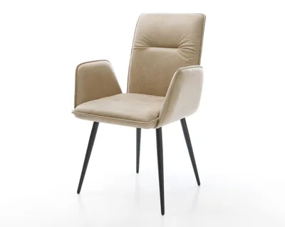 Produktbild von DELIFE Esszimmerstuhl Vinja-Flex Mikrofaser Beige Vintage 4-Fuß konisch Schwarz