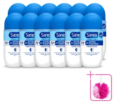 Zdjęcie produktu dla 12 sztuk roll-on Sanex Deo Dermo Extra Control - 53 ml - zestaw ekonomiczny