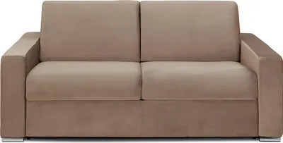 Produktbild von 3-Sitzer-Sofa mit Express-Klappmechanismus in Velours CALITO - Beige - Maße der Liegefläche: 140 cm - Matratze 18 cm