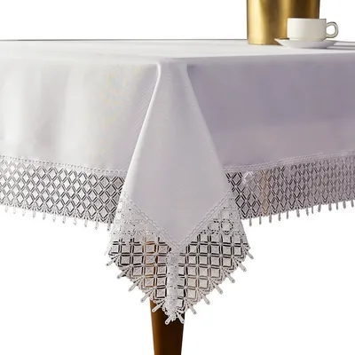 Produktbild von Tischdecke, elegante Tischdecke mit Guipure, Cremig, 053 140x300 cm