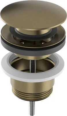 Zdjęcie produktu dla Zestaw odpływowy 5/4", click-clack, duży korek, 10-65 mm, matowe złoto