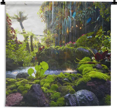 Produktbild von MuchoWow® Wandteppich Wandbehang Tropischer Wasserfall 90x90 cm Tapisserie Dekoration Wandtuch - Wandaufhänger