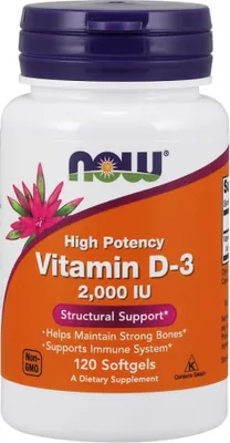 Produktbild von NOW Foods - Vitamin D3, 2000 IU, 120 Weichkapseln