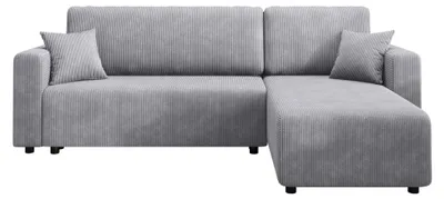 Produktbild von ZAKO Ecksofa L-Form mit Schlaffunktion und Bettkasten, Cord Hellgrau
