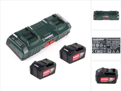 Image de Metabo Set de base avec 2x batterie Li-Power 5,2Ah + chargeur double ASC 145 DUO