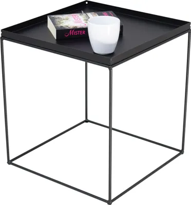 Productafbeelding van Kwadratische salontafel van metaal, 40x40x43 cm, Loft Industrial stijl, mat zwart