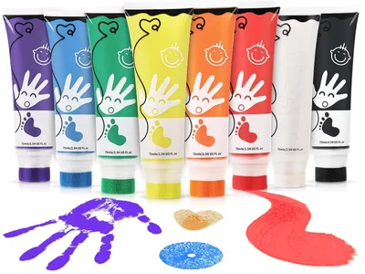 Immagine prodotto di Set di colori a dita per bambini, con 8 colori e spugna