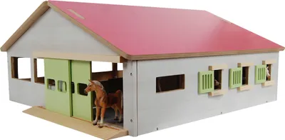 Produktbild von Kids Globe Spielzeug-Pferdestall mit 3 Boxen und Gasse 1:32
