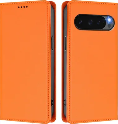 Produktbild von Handyhülle für Google Pixel 9 Pro XL/Pixel 10 Pro XL, Kunstleder Klapphülle Stoßfeste Magnetische Hülle mit Ständer Orange