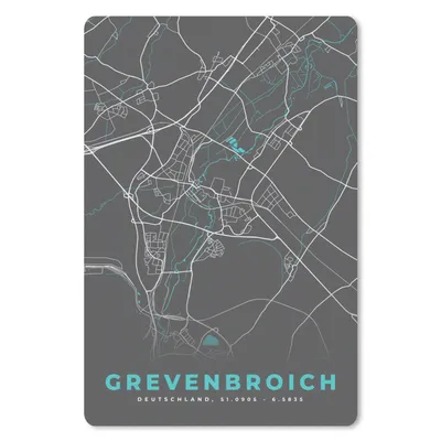 Produktbild von MuchoWow® Mauspad Mousepad Stadtplan - Karte - Grevenbroich - Blau - Deutschland - Karte 18x27 cm - Mousepads - Maus Mat - Pad - Mausunterlage
