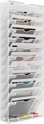 Image de Porte-documents mural, format A4, en métal, à suspendre, blanc