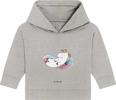 Produktbild von Mr. & Mrs. Panda Organic Baby Hoodie Einhorn Wolke 7 24. - 36. Monat - Heather Grey - Geschenk, Unicorn, Kapuzenshirt, Menschen, Einhörner, Lustig, Kapuzensweatshirt