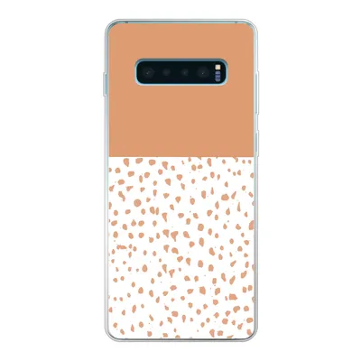 Produktbild von MuchoWow® Handyhülle Schutzhülle Hülle für Samsung Galaxy S10 Plus Tupfen - Orange - Weiß Silikon Softcase Handy Hülle - Schutzhülle