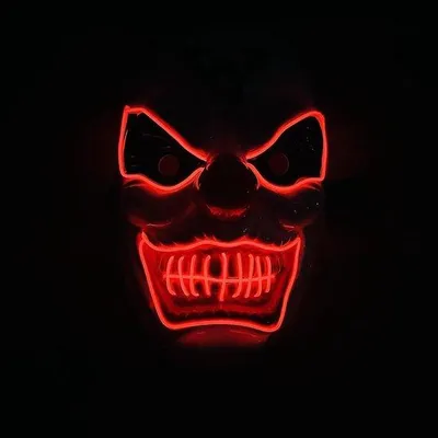 Immagine prodotto di Maschera LED per Halloween - Maschera facciale - Costume da festa - Elemento luminoso rosso - 118 g - Plastica rossa