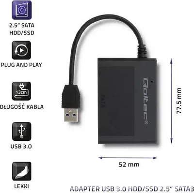 Obrázok produktu pre Adaptér pevného disku Qoltec USB 3.0 HDD/SSD