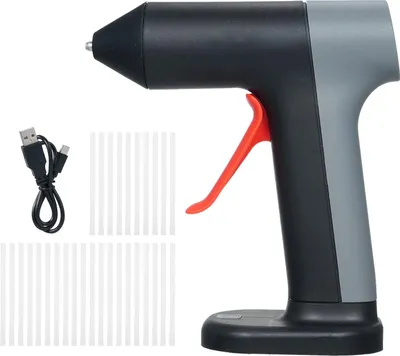 Image de Kit de colle chaude 3,7 V, temps de préchauffage rapide de 30 secondes, mini-colleuse avec 30 bâtons de colle, batterie 2000 mAh pour les travaux manuels, les projets de bricolage et les réparations