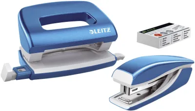 Image de Leitz 5561-20-36 5561 Kit Mini Perforateur Agrafeuse NeXXt WOW - bleu métallique