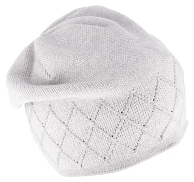 Fiebig Beanie Viskose Melange Rautenmuster in grau