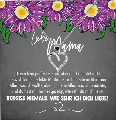 Produktbild von 22Feels Echt Silber Halskette - Liebe Mama Geschenk Geburtstag Muttertag Mutter Schmuck Set für Frauen - Herz Anhänger, Karte