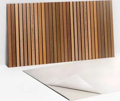 Obrázek produktu pro Ochranný Panel PVC - Samolepicí Vinylové Dlaždice na Stěnu - 100 x 50 - Dřevěné lamely