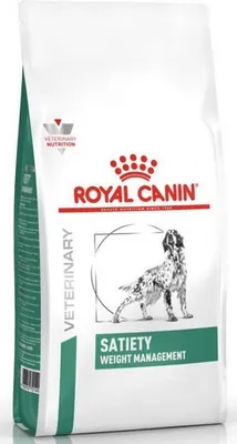 A bag of Royal Canin veterinary diet dog food for weight management.