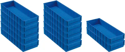 Produktbild von SuperSparSet 12x Blaue Industriebox 500 B | HxBxT 8,1x18,3x50cm | 6 Liter | Sichtlagerkasten, Sortimentskasten, Sortimentsbox, Kleinteilebox
