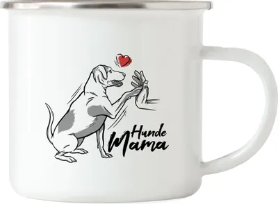Produktbild von Hundemama Emaille Tasse Mit Hund Motiv Für Hundebesitzer Hundeliebhaber
