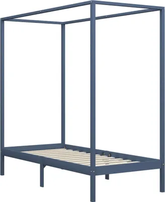 Produktbild von vidaXL Himmelbett-Gestell Grau Massivholz Kiefer 90 x 200 cm