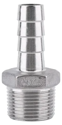 Schlauchstutzen aus Edelstahl SS304, BSP 3/4 x 15 mm, 1 Stück