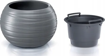 Obrázek produktu pro Kulatý květináč s vložkou Maze šedý 39,6 cm