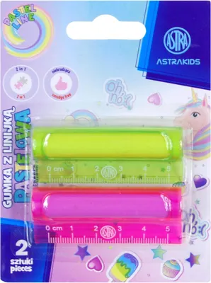 Produktbild von ASTRAKIDS Einhorn 2-in-1 Radiergummi und Lineal - Blister mit 2 Stück 425023905
