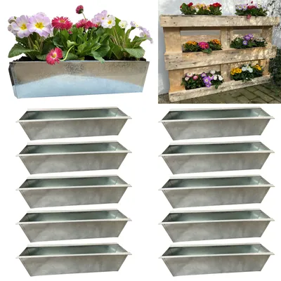 Produktbild von 10er Blumenkasten Set Balkonkasten Einsatz passend für Europaletten für Blumen, Kräuter und Früchte 10 Stück 38cm