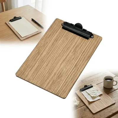 Produktbild von Clipboard Holzunterlage A5 EICHE mit SCHWARZEM Clip für Notizen zum Lernen
