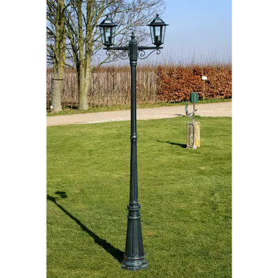 Obrázek produktu pro The Living Store zahradní lucerna 2 světla 215 cm tmavě zelený/černý hliník