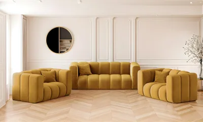 Produktbild von Kaiser Möbel Sofagarnitur 2+1+1 Couchgarnitur serie Grand stilvol, Stoff Salvador Gelb