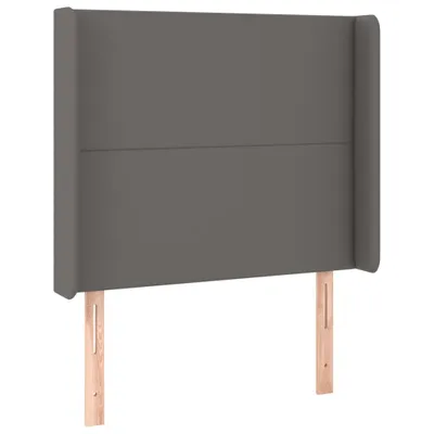 Image de vidaXL Tête de lit avec oreilles Gris 83x16x118/128 cm Similicuir